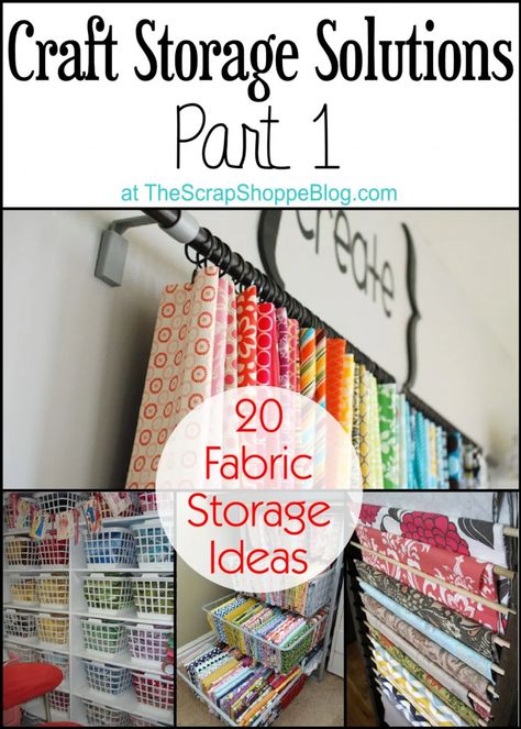 20 Fabric Storage Ideas - The Scrap Shoppe - Fabric Storage Ideas, Storing Fabric, Fabric Storage Solutions, Craft Storage Solutions, Sewing Room Inspiration, Sewing Room Storage, Sewing Spaces, Sewing Storage, Dream Craft Room