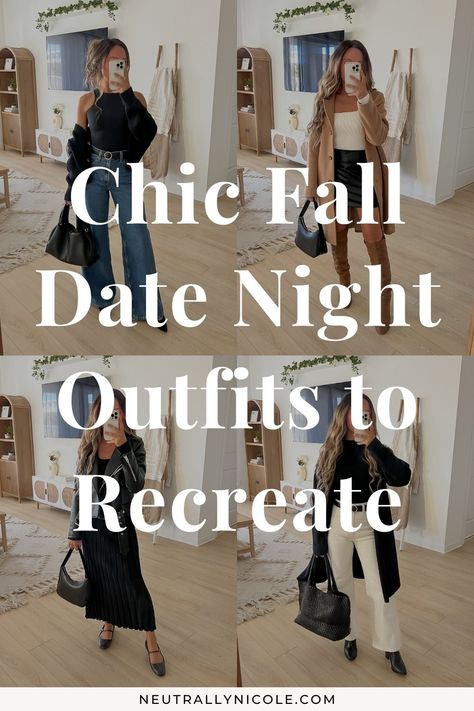 Chic Fall Date Night Outfits to Recreate Basic Date Night Outfit, Dinner Looks Outfit Night Out Fall, Smart Casual Women Date Night, Mom’s Night Out Outfit, Girl Dinner Outfit Ideas, Fall 2024 Dinner Outfits, Fall Night Outfits Going Out, Night Casual Outfit Winter, Fall Outfits Zara