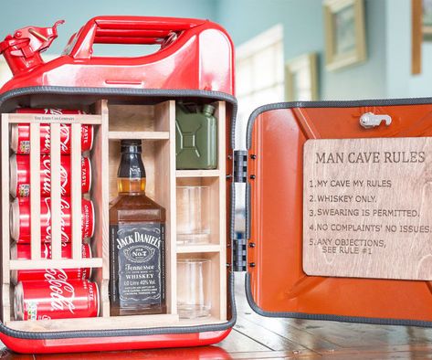 Personalized Jerry Can Mini Bar Alcohol Cabinet, Jerry Can Mini Bar, Drink Display, Drink Storage, Oil Barrel, Groomsmen Wedding, Whiskey Bar, Whiskey Gifts, Mini Bars