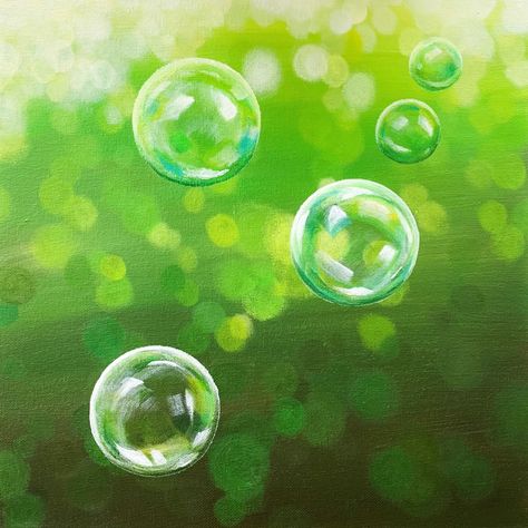 Blurry Painting Tutorial, Blurry Background Painting, Painting Bubbles Watercolor, Bubble Painting Ideas, Bokeh Background Painting, Acrylic Bubble Painting, Bubbles Painting Tutorial, Painting Bubbles Acrylic, Bokeh Effect Painting