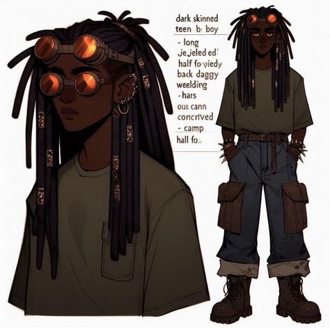 Dreads Character Design, Black Guy Oc, Oc Art Character Design Male, Himbo Character Design, Dreadlocks Drawing, Black Male Character Design, Black Oc Male, Black Character Design Male, Black Male Oc