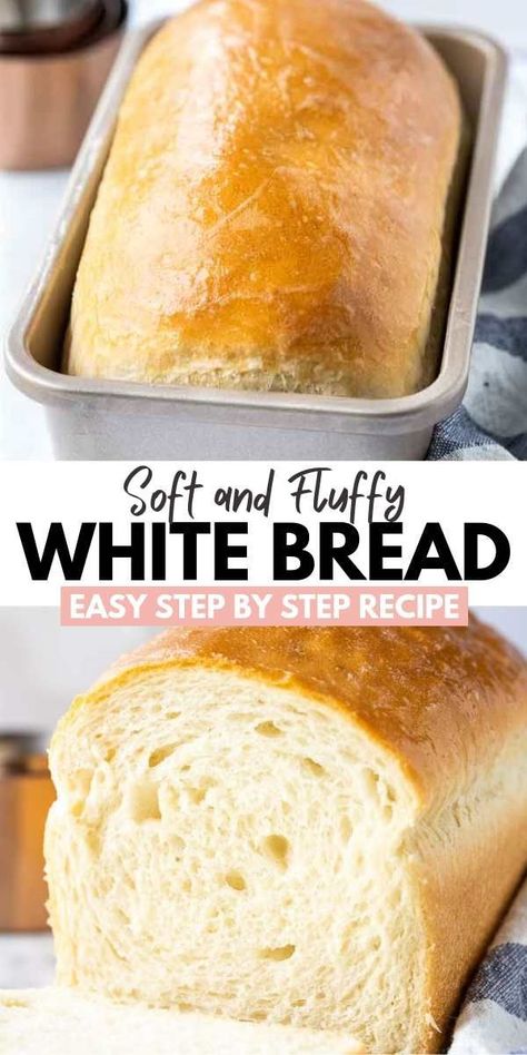 Soft Bread Recipe, Homemade White Bread, Pembuat Roti, White Bread Recipe, Homemade Bread Recipes Easy, Dinner Side, Sliced Bread, Best Bread Recipe, Cloud Bread