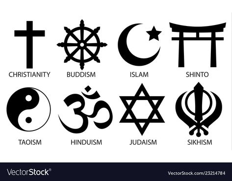 World religion symbol icon set Royalty Free Vector Image All Religions Symbol Tattoo, World Religions Symbols, All Religions Are One Symbol, Schism Art, All Religions In One Picture, All Religions Symbol, Muslim Tattoo Ideas, Coexist Tattoo, Religions Symbols