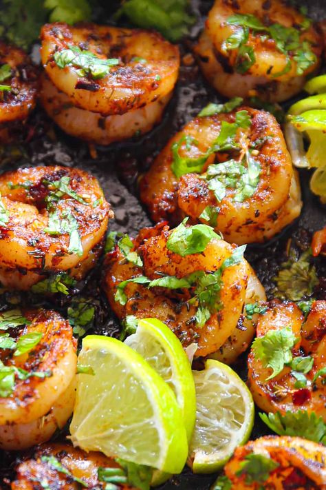 Chilli Lime Shrimp, Cilantro Shrimp Recipes, Mediterranean Seafood, Cilantro Lime Shrimp Tacos, Lime Shrimp Recipes, Seafood Medley, Cilantro Recipes, Cilantro Lime Shrimp, Marinated Shrimp