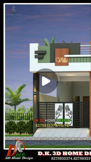 North Facing Duplex House Elevation, Duplex House Elevation Design, Duplex House Elevation, Exterior Color Combinations, Compound Wall Design, 2bhk House Plan, Office Time, 3d House Plans, Tv Unit Interior Design