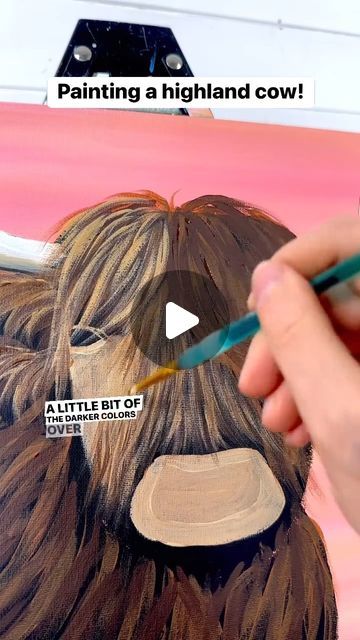 How To Paint A Highland Cow Easy, Acrylic Highland Cow Painting, Painting A Highland Cow, Cow Painting Ideas On Canvas, Diy Highland Cow Painting, Highland Cow Painting Acrylic Easy, Highland Cow Painting Tutorial, How To Paint A Cow, How To Paint A Highland Cow