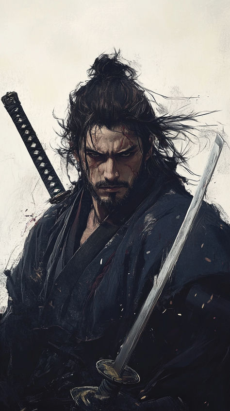 Lone Warrior Wallpaper, Miyamoto Musashi Art Wallpaper, Samurai Cinematography, Fantasy Samurai Art, Bushido Aesthetic, Musashi Miyamoto Fanart, Japanese Samurai Wallpaper, Vagabond Manga Wallpaper, Musashi Miyamoto Wallpapers