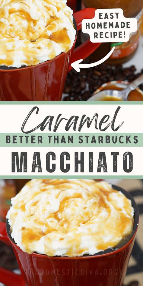 Starbucks Caramel Macchiato Recipe, Homemade Caramel Macchiato, Homemade Vanilla Syrup, Caramel Macchiato At Home, Starbucks Caramel Macchiato, Caramel Macchiato Starbucks, Caramel Macchiato Recipe, Fall Coffee Recipes, Macchiato Recipe