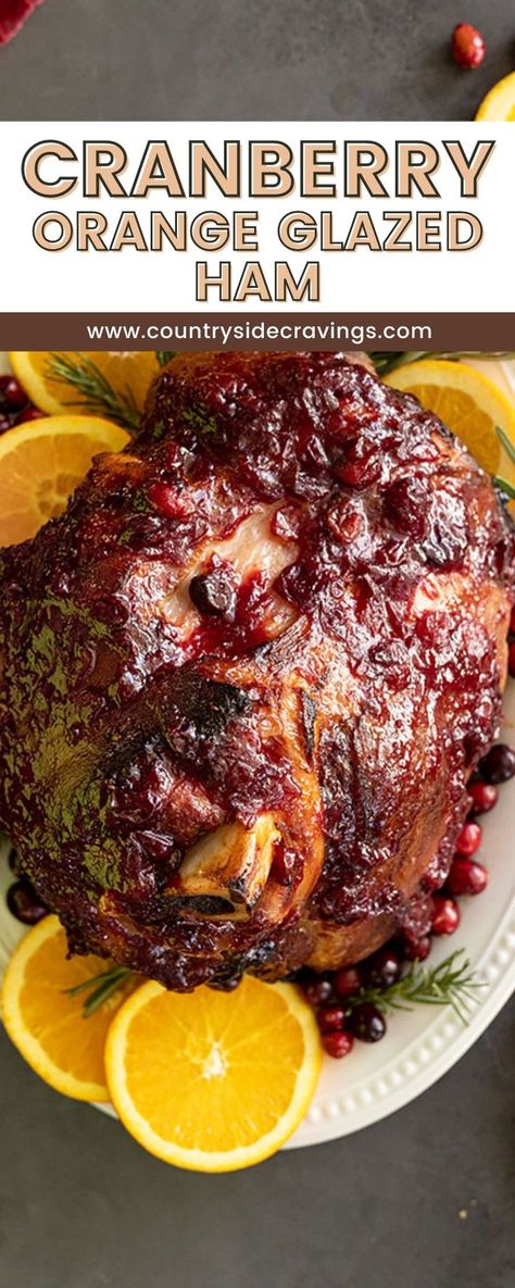 Looking for an easy baked ham recipe that will impress your guests? This Cranberry Orange Glazed Ham is perfect! It’s moist and full of flavor thanks to an easy homemade cranberry glaze. Whether it’s for Christmas, Easter, or any special occasion this ham will be the star of the show. If you have never baked a ham before don’t be intimidated. It is VERY easy and a perfect place to start for beginners. We love to enjoy ham throughout the year for different occasions. Thanksgiving Ham Glaze, Holiday Ham Glaze, Homemade Ham Glaze, Christmas Ham Glaze, Easy Baked Ham, Orange Glazed Ham, Baked Ham Recipe, Cranberry Glaze, Smoked Ham Recipe