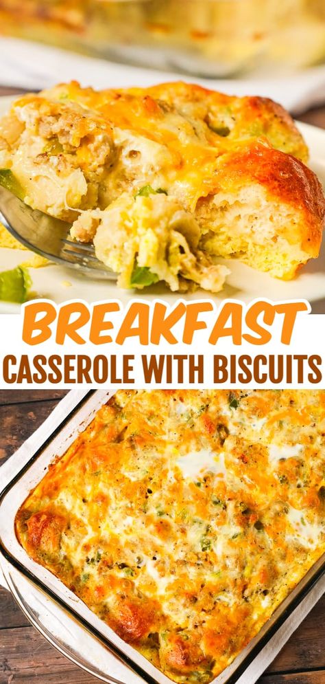 Casserole With Biscuits, Veggie Breakfast Casserole, Sausage Egg Bake, Egg And Cheese Casserole, Easy Breakfast Dishes, Breakfast Casserole With Biscuits, Christmas Breakfast Casserole, Biscuits Casserole, Pillsbury Biscuits