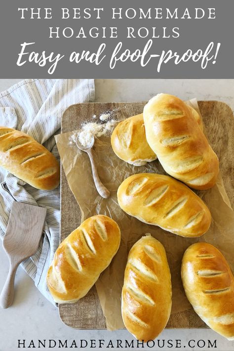 Hoagie Buns Recipe Bread Machine, Homemade French Rolls, Artisan Bread Rolls Recipe, French Rolls Bread, French Hoagie Rolls, Sandwich Bread Rolls Recipe, Hoagie Buns Homemade, Sourdough Sub Rolls Recipe, Homemade Sub Rolls Easy