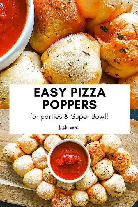 Essen, Super Bowl Pizza, Butter Herb Sauce, Pizza Bites Appetizer, Pizza Poppers, Mini Pizza Bites, Pizza Appetizers, Poppers Recipe, Appetizers For Kids