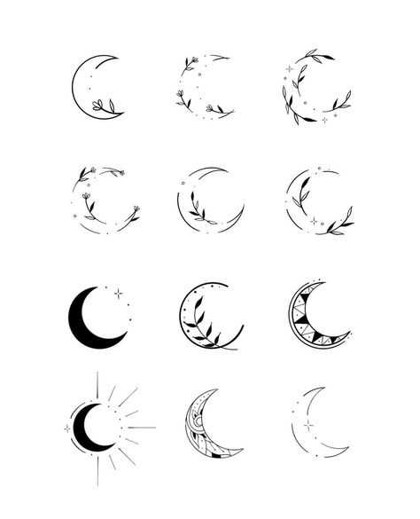 Dark Feminine Tattoos, Moon Star Tattoo, Tattoo Sonne, Luna Tattoo, Small Moon Tattoos, 16 Tattoo, Tato Minimal, Moon Phases Tattoo, Crescent Moon Tattoo