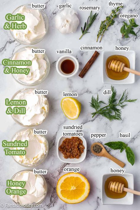 Lemon Herb Butter, Garlic Honey Recipes, Butter Herb, Herb Butter For Chicken, Herb Butter Recipe For Turkey, Flavor Pairing, Homemade Herb Butter, Honey Cinnamon Butter Recipe, Savory Butter Recipes