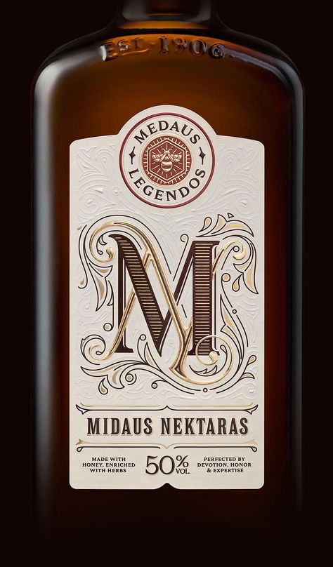 This Spirit is a New Take on an Old Lithuanian Tradition | Dieline Spirits Label Design, Creative Wine Label, Whiskey Packaging, Vodka Labels, Whiskey Label, Wine Bottle Design, Bottle Design Packaging, Alcohol Packaging, Wine Label Design