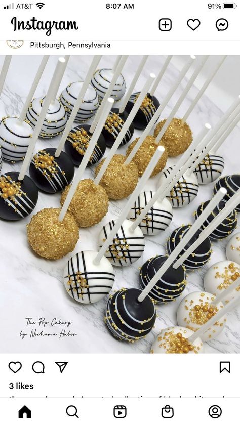 Mens Birthday Dessert Table, Black And Gold Themed 30th Birthday Party, All Black Party Treats, Black And Gold Fifty Birthday Party, 30th Birthday Gold And Black, 40th Birthday Sweet Table Ideas, Black Gold Silver Dessert Table, Black Gold And White Birthday Party, Gold And Black 40th Birthday Party