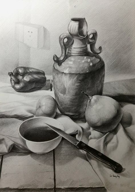 Still Life Pencil Shading, Hatch Drawing, Still Life Sketch, Shading Drawing, Life Sketch, Observational Drawing, Drawing Examples, Charcoal Sketch, Object Drawing