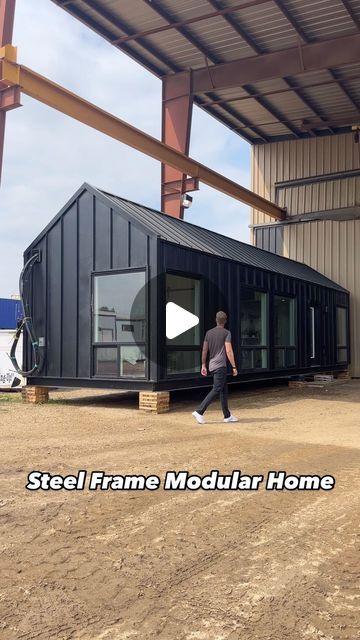 Kerry Tarnow on Instagram: "Touring the Mod 2 - a 500 square foot 2 bedroom 1 bathroom steel frame modular home from @modernmod.ca   #modularhomes #prefabhome #manufacturedhomes #mobilehomes #hometour #interiordesign #newhomes #modularhome #hometour" Modular Container Homes, Container Studio Apartment, 2 Bedroom Modular Home Plans, Small Metal Building Homes With Shop, Cabin Modular Homes, Alternative Housing, Metal Cottage Home, Tiny Homes Ideas, 2 Bed Barndominium