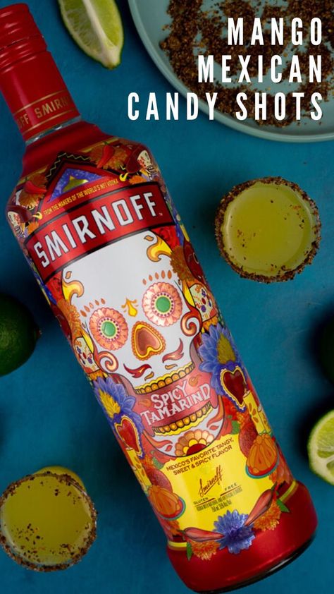 mango mexican candy shots recipe Mexican Candy Shots, Mexican Alcoholic Drinks, Tamarind Vodka, Candy Alcohol Drinks, Smirnoff Recipes, Smirnoff Drinks, Tamarind Drink, Candy Shots, Vodka Recipes Drinks