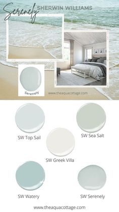 Beach House Bathroom Paint Colors, Coastal Paint Colors 2023, Serenely Sherwin Williams Bedroom, Best Beach House Paint Colors, Florida Home Interior Paint Colors, Beach House Living Room Paint Colors, Seaside Paint Colors, Beachy Paint Colors Sherwin Williams, Beach Cottage Paint Colors Interiors