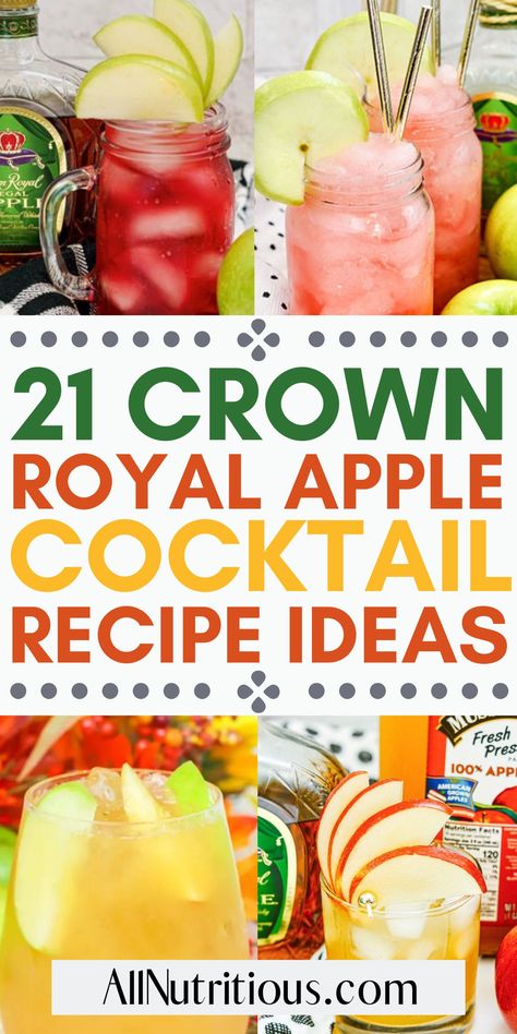 21 Best Crown Royal Apple Cocktail Recipes Crown Recipes Drinks, Apple Crown Royal Drinks, Apple Crown Drinks, Crown Royal Recipes, Crown Drink, Apple Cocktails, Apple Cocktail Recipes, Drinks Alcohol Recipes Easy, Crown Royal Apple