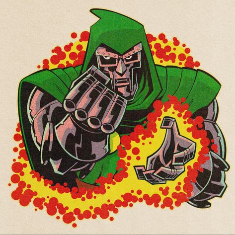 Mr Doom, Doctor Doom Art, Color Markers Art, Doom Art, Retro Comic Art, Spiderman Tattoo, Dr Doom, Doctor Doom, Marvel Tattoos