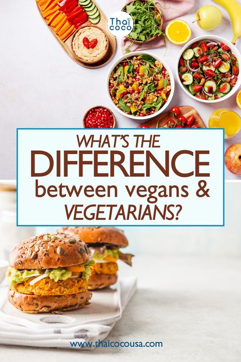 Dive into the world of plant-based living with our guide to the difference between vegan and vegetarian diets! From ethical considerations to health benefits, learn how these two lifestyles differ and discover which one might be right for you. Whether you're considering making the switch or simply curious about the options, this guide has everything you need to know. Vegetarian Diets, Vegan Foods, Difference Between Vegan And Vegetarian, Vegan Vs Vegetarian, Vegetarian Benefits, Vegan Guide, Vegetarian Diet, Vegan Food, Vegan Vegetarian