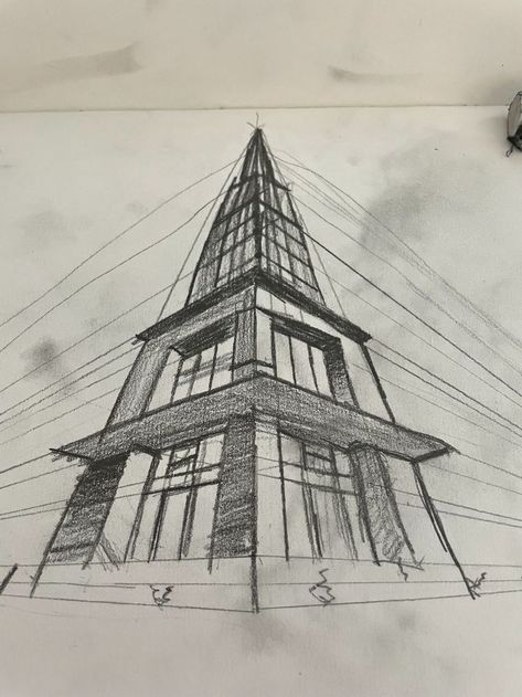 Perspective Architecture Drawing, Perspective Building Drawing, Perspective Architecture, 3 Point Perspective, Three Point Perspective, Perspective Drawings, Simple Complex, Complex Art, Perspective Sketch