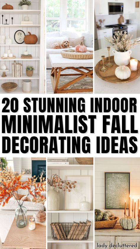 20 Stunning Indoor Minimalist Fall Decorating Ideas Fall Dining Room Table Decor, Fall Shelf Decor, Minimalist Fall Decor, Fall Dining Room Table, Natural Fall Decor, Fall Decor Home, Fall Mantle Decor, Fall Dining Room, Modern Fall Decor