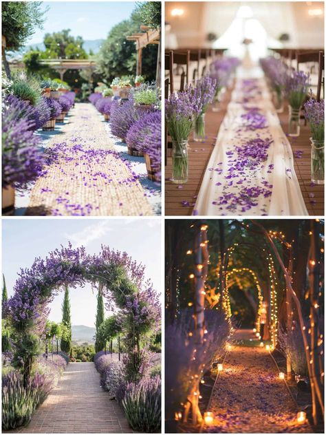 White And Lavender Wedding Decorations, Lavender Wedding Aisle, Wedding Theme Ideas Purple, Fall Wedding Lavender, Wedding Themes Purple Lavender, Lavender Wedding Theme Decor, Lavendar Wedding Aesthetic, Lavender Summer Wedding, Light Pink And Lavender Wedding