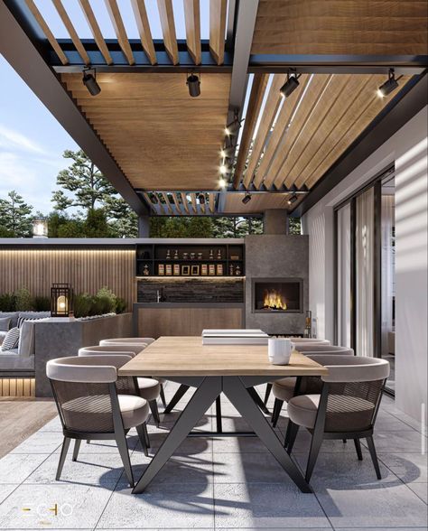 Modern Patio Design, Terrace Garden Design, Rooftop Terrace Design, Rooftop Design, Modern Pergola, Outdoor Living Design, Rooftop Patio, Terrace Design, Modern Patio