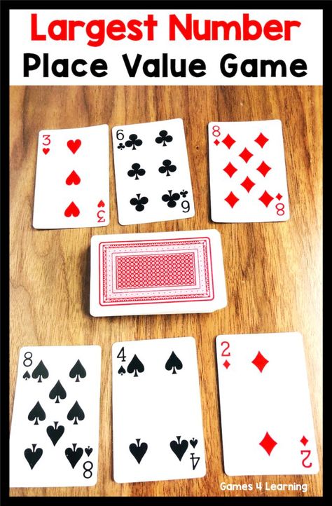 Easy Math Games, Place Value Game, Math Card Games, Maths Games, Math Place Value, Math Games For Kids, Fun Card Games, Card Games For Kids, Second Grade Math