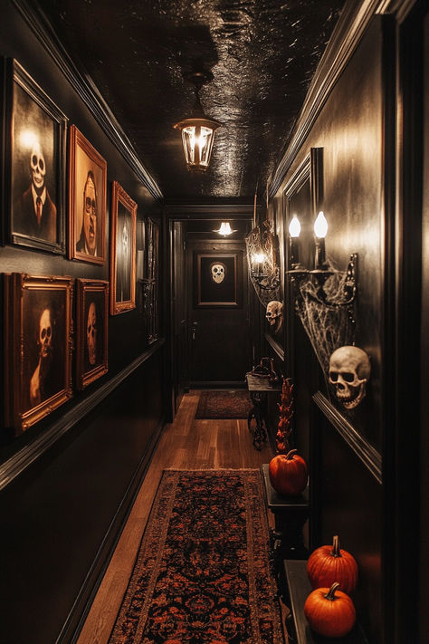 Transform your home into a Halloween wonderland with these 35+ spooktacular decoration ideas. From eerie lights to haunted accents, create a hauntingly beautiful space for the spooky season. 🌟✨ #HalloweenDecor #Spooktacular #HauntedHome #HalloweenIdeas Haunted House Bathroom, Haunted Living Room Ideas, Halloween Decorations Interior, Halloween Set Design, Haunted House Aesthetic Interior, Spooky House Aesthetic, Spooky Home Aesthetic, Halloween Speakeasy, Spooky Room Aesthetic