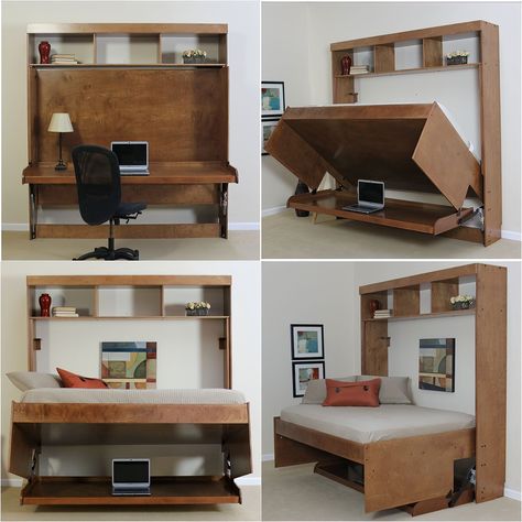 murphy desk bed - 10 Murphy Beds With Integrated Desks: Your Home Office And Bedroom Combined Into One Neat Piece Of Furniture (2023) Birch Bed, Murphy Bed Office, Home Office And Bedroom, Murphy Desk, Best Murphy Bed, Murphy Bed Desk, Modern Murphy Beds, Murphy Bed Diy, Hidden Bed