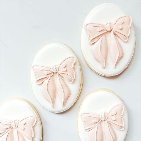 Obsessed with this bow trend and wishing I’d last forever!!✨🎀 #bowcookies #bowscookies #houstonbakery #houstontreats | Instagram She’s Tying The Knot Bow Theme Cookies, Pink Bow Cookies Decorated, Coquette Cookies Decorated, Pink Bow Baby Shower Cookies, Bow Cake Pops, Love Shack Fancy Cookies, Bow Desserts, Bow Party Ideas, Pink Bow Cookies