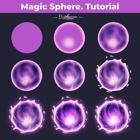 Magic Sphere. Tutorial | Patreon Digital Art Tutorial For Beginners, Animation Steps, Vtuber Rigging, Shading Tips, Staff Design, Magic Tutorial, Glowing Orb, Procreate Painting, Improve Drawings