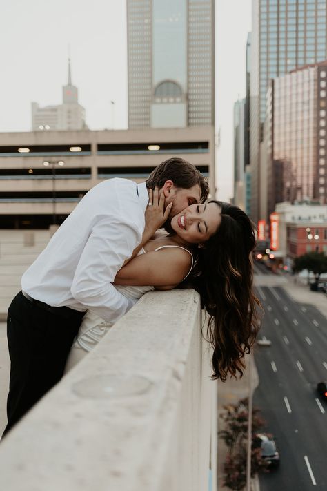 Dallas Rooftop Engagement Photos in Downtown Dallas // Oklahoma Wedding + Elopement Photographer - You'll want to see more of these rooftop engagement photos in Texas in Dallas, Texas! You can find inspiration for elegant engagement photos, vintage car engagement photoshoot, and spring engagement photos Texas. Inquire with me at wildthistlephoto.com to start planning your destination wedding or Texas wedding! Thistle Photography, Skyline Engagement Photos, Wild Thistle, Rooftop Engagement Photos, City Couples Photography, City Engagement Pictures, Elegant Engagement Photos, Classy Engagement Photos, Rooftop Engagement