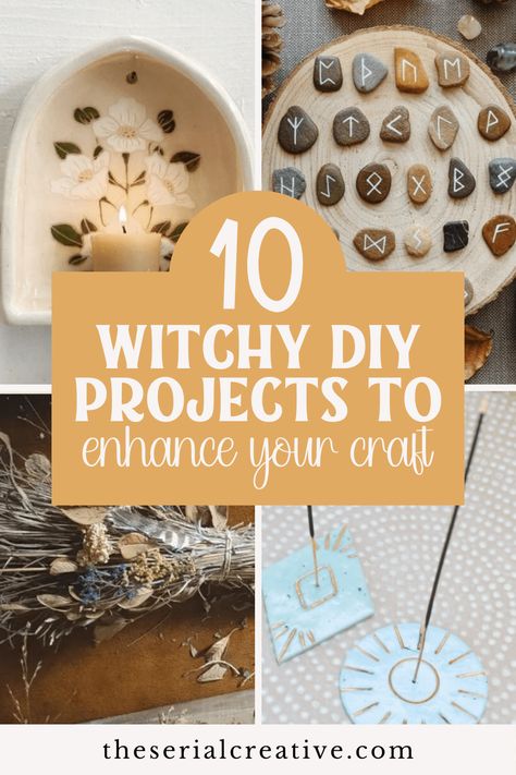 Embrace the Craft: 10 Witchy DIY Projects for Every Practitioner - The Serial Creative Interesting Diy Ideas, Hobbies For Witches, Magical Diy Crafts, Diy Craft Space, Wiccan Decor Diy Ideas, Crafts For Witches Diy, Mabon Crafts Diy, Diy Altar Decor, Diy Clay Altar