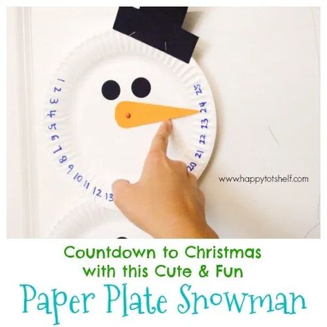 Paper Plate Snowman Countdown Craft - Happy Tot Shelf Nose Counter, Paper Plate Snowman, Diy Learning Toys, Christmas Preschool, Christmas Paper Plates, Snowman Craft, Winter Activities For Kids, Christmas Activities For Kids, Countdown To Christmas