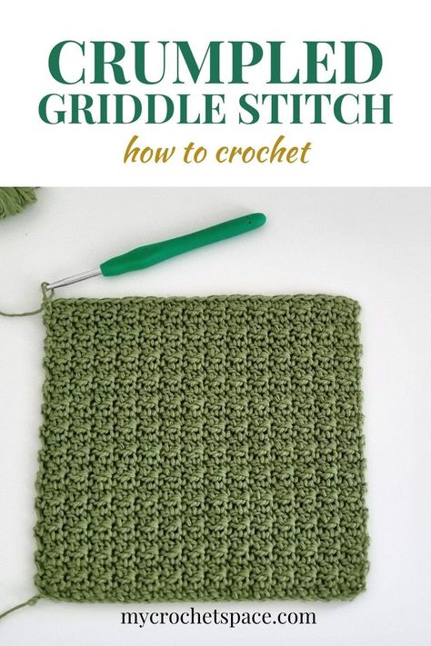 In this quick tutorial you can learn how to crochet the Crumpled Griddle Stitch. It's a beatifully textured crochet stitch, easy to learn and quick to work up. Beginner friendly, easy crochet stitch that can be used to make baby blankets, afghans, throws, scarves, washcloths and more! Crumpled Griddle Stitch, Beginner Crochet Stitches Easy, Griddle Stitch Crochet Blanket, Crochet Griddle Stitch, Textured Stitches Crochet, Crochet Relief Stitch, Crochet Easy Stitch, Crumpled Griddle Stitch Crochet, Simple Pretty Crochet Stitches