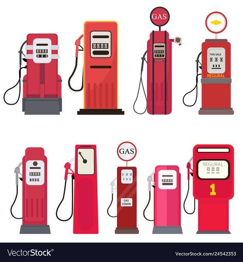 Diy Gas Station, Gas Station Illustration, Fuel Illustration, Gas Station Diorama, Gas Station Design, Industrial Technology, Vintage Gas Pumps, Pompe A Essence, Toy Garage