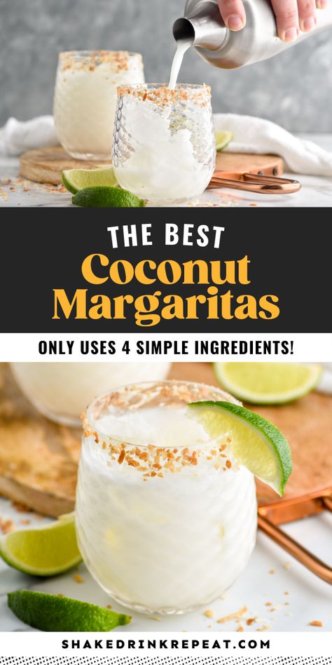 Tropical Margarita, Coconut Tequila, Coconut Cocktail, Coconut Margarita, Lime Margarita, Coconut Drinks, Tequila Drinks, Shakes Drinks, Mixed Drinks Recipes