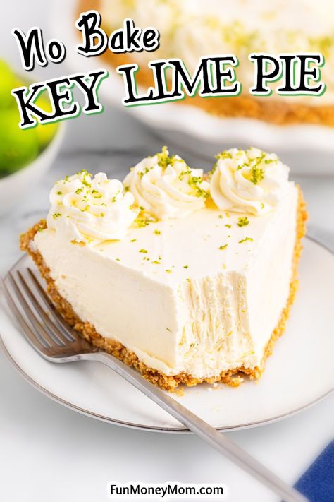 This No Bake Key Lime Pie recipe features an irresistible sweet and tangy filling in a buttery, homemade graham cracker crust. With a refreshing lime flavor, this no bake dessert is the perfect summer pie for cookouts and parties! Kelime Pie Recipe, No Bake Key Lime Cheesecake Easy, Easy No Bake Key Lime Pie, Kie Lime Pie Recipes, Key Lime Pie With Condensed Milk, Keylime Pie Recipe No Bake, Keylime Pie Recipe Easy, Lemon Lime Pie Recipe, Easy Key Lime Pie Recipe No Bake