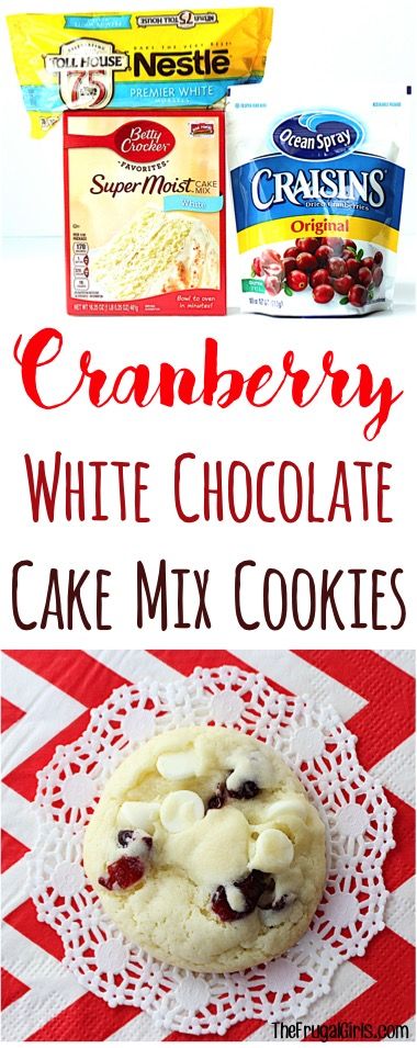 3 Ingredient Christmas Cookies, Easy Holiday Cookies 3 Ingredients, Cake Mix Cookies 3 Ingredient, Cake Mix Sugar Cookies, Cranberry White Chocolate Cookies, Simple Chocolate Chip Cookie Recipe, Cookies Jar, Cranberry White Chocolate, Chocolate Cake Mix Cookies