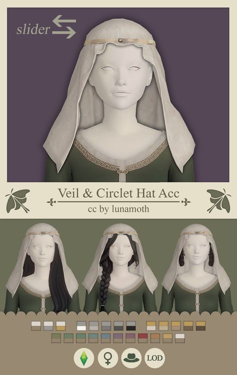 📜 Medieval Veil & Circlet | Hairs & Acc 💜 | Patreon Medieval Clothing Sims 4 Cc, Sims4 Cc Medieval, Sims 3 Medieval Cc, Royalty Sims 4, Sims 4 Cc Decades Challenge, Veil Sims 4 Cc, Sims 4 Medieval Cc Clothes, Sims 4 Veil Cc, Sims 4 Medieval Hair