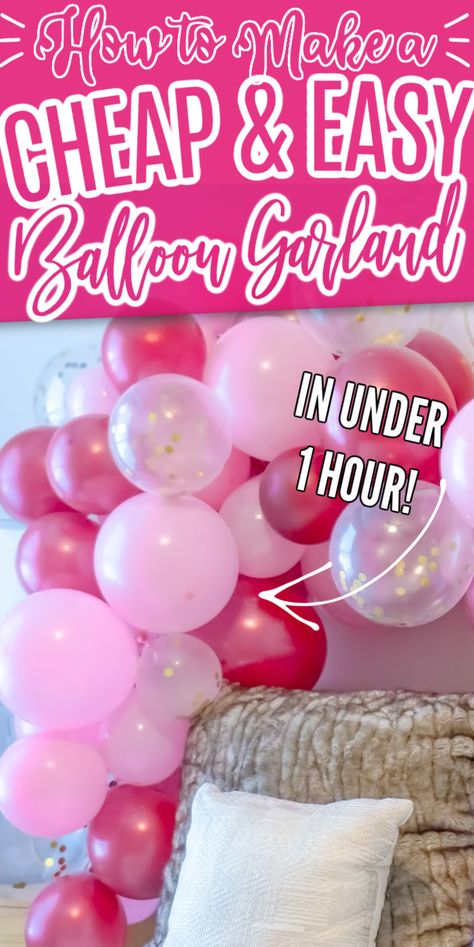 How To Make A Balloon Garland Diy Easy, Diy Small Balloon Garland, Easy Diy Party Decorations Cheap, Homemade Balloon Arch, Easy Balloon Backdrop, Birthday Ballons Decoration Ideas Simple, Homemade Birthday Decorations Diy Ideas, Easy Balloon Decorations For Birthday, How To Make A Balloon Arch Diy Easy