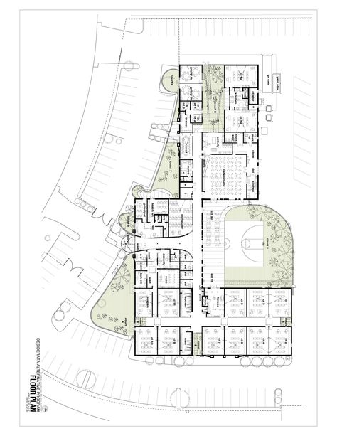 High School Floor Plan, Plan Of School Architecture, Schools Plans Architecture, Stem High School, High School Architecture, Highschool Plans Architecture, Music School Architecture Plan, Rehabilitation Center Architecture, Elementary School Projects