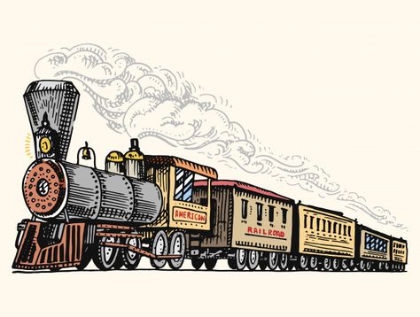 Train Sketch, Train Vector, Train Illustration, Train Drawing, Old Steam Train, Train Art, Old Trains, Old Train, Art Painting Gallery