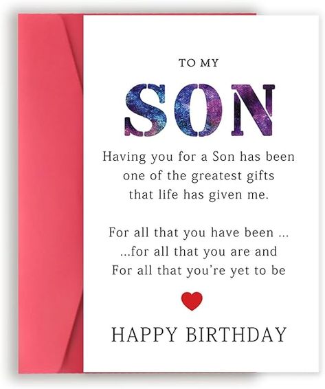 Amazon.com : Simple Son Birthday Card, Unique Birthday Card for Son, Cheeky Son Bday Card from Parents, Special Birthday Gifts for Son from Mom and Dad, Son's Birthday Gift : Office Products Birthday Wish To Son From Mom, Birthday Wishes From Mother To Son, Happy Birthday For A Son, Words For Son's Birthday, Son Happy Birthday Quotes From Mom, Happy Bday Son From Mom, Birthday Greetings For Son From Mom, Happy 20th Birthday Son From Mom, Birthday Card Son Handmade