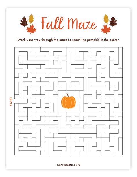 fall maze pjs and paint October School Age Activities, Fall Homeschool Worksheets, Fun Fall School Activities, Fall Hidden Pictures Printables Free, Halloween Morning Work, Fall Mazes For Kids, Fall Theme Activities For Kids, Fall Worksheets For 4th Grade, Fall Activity Pages Free Printable